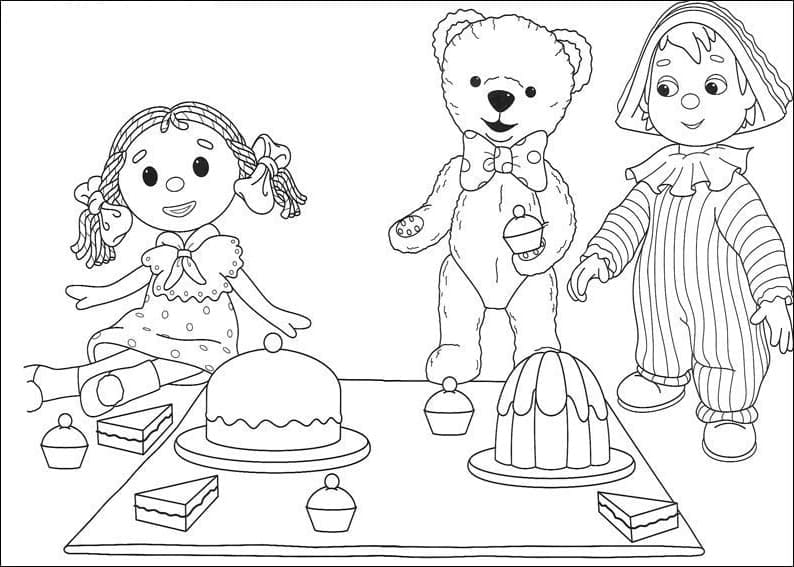 Coloriage Looby Loo, Teddy et Andy Pandy