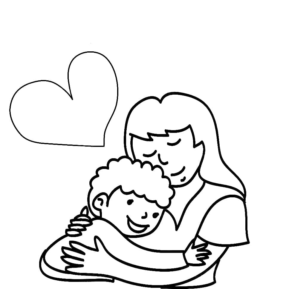 Maman avec Fils coloring page