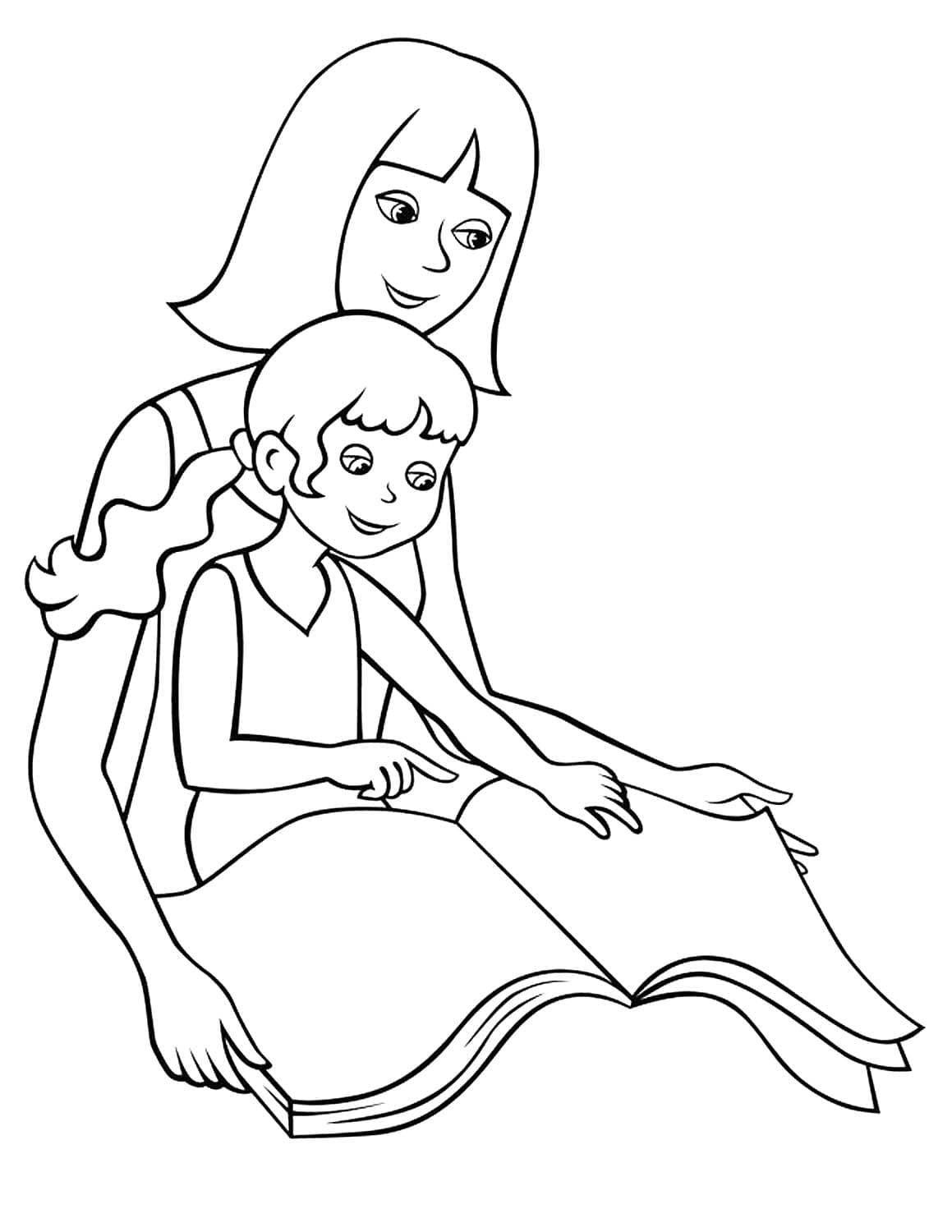 Maman Enseigne à sa Fille coloring page