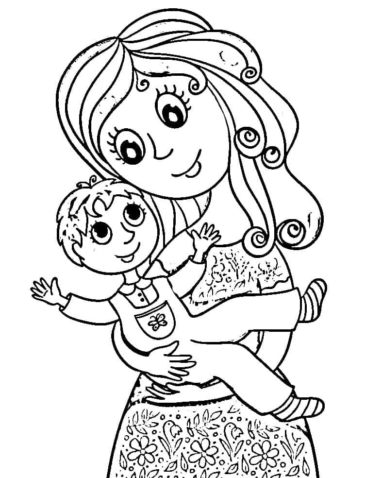 Maman et Bébé Fils coloring page