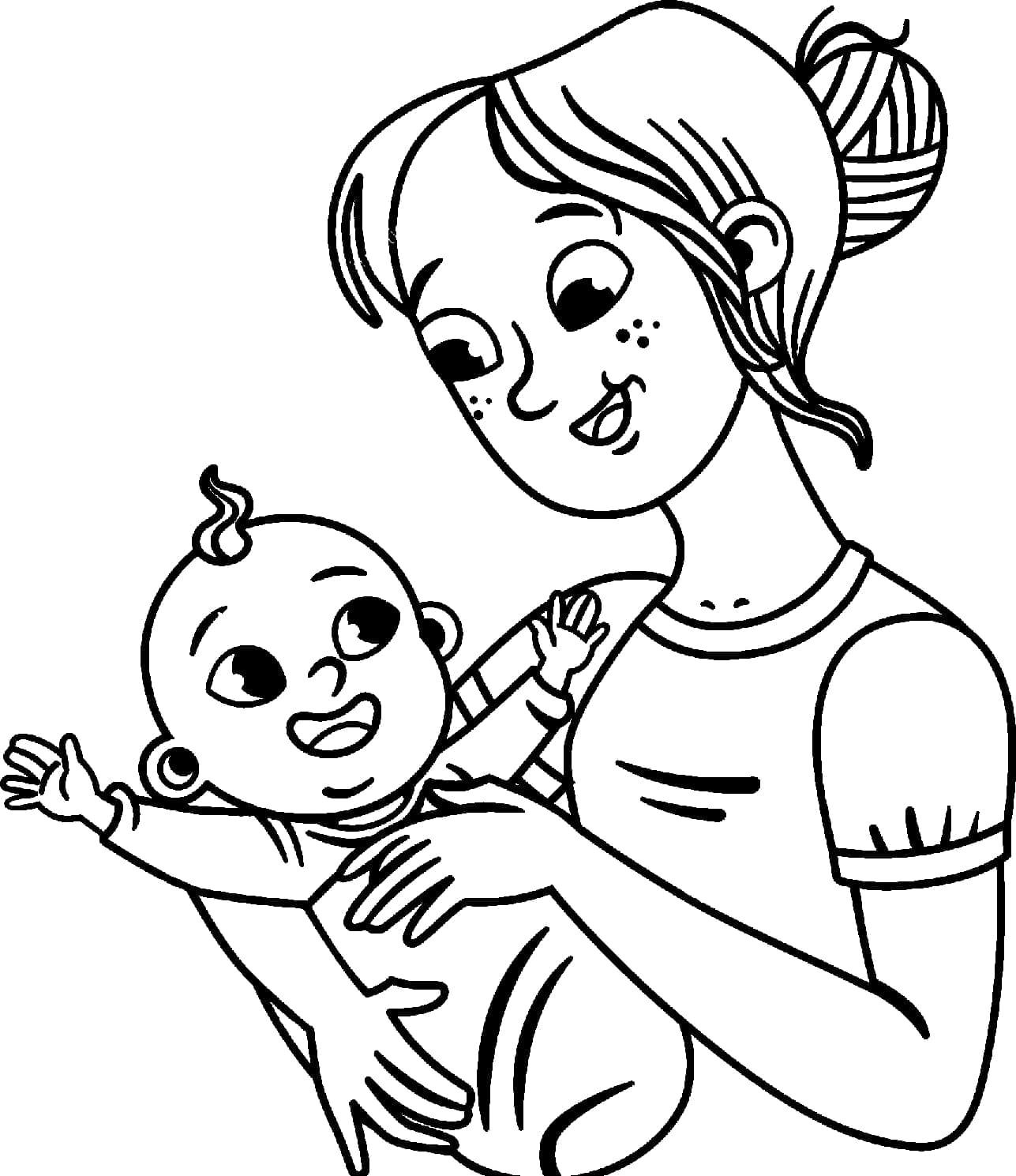 Coloriage Maman et Petit Bébé