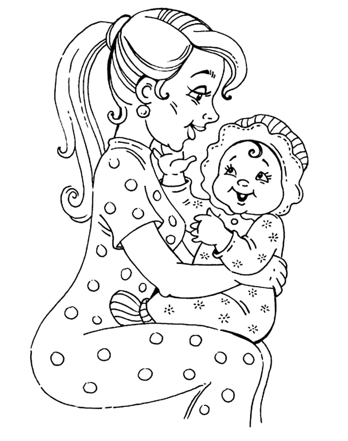 Coloriage Maman et Son Bébé
