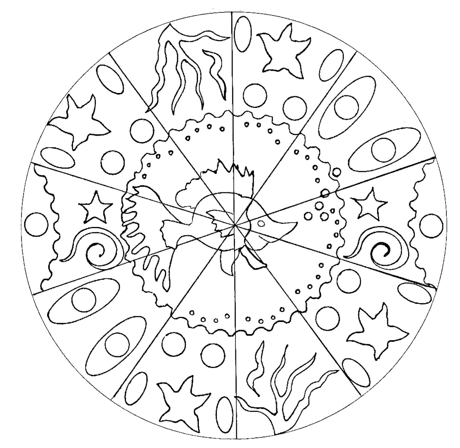 Coloriage Mandala de Poisson Facile