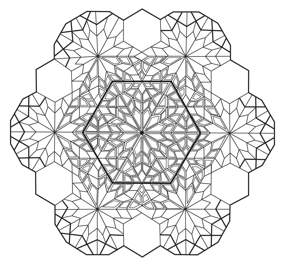 Coloriage Mandala Hexagonal Difficile