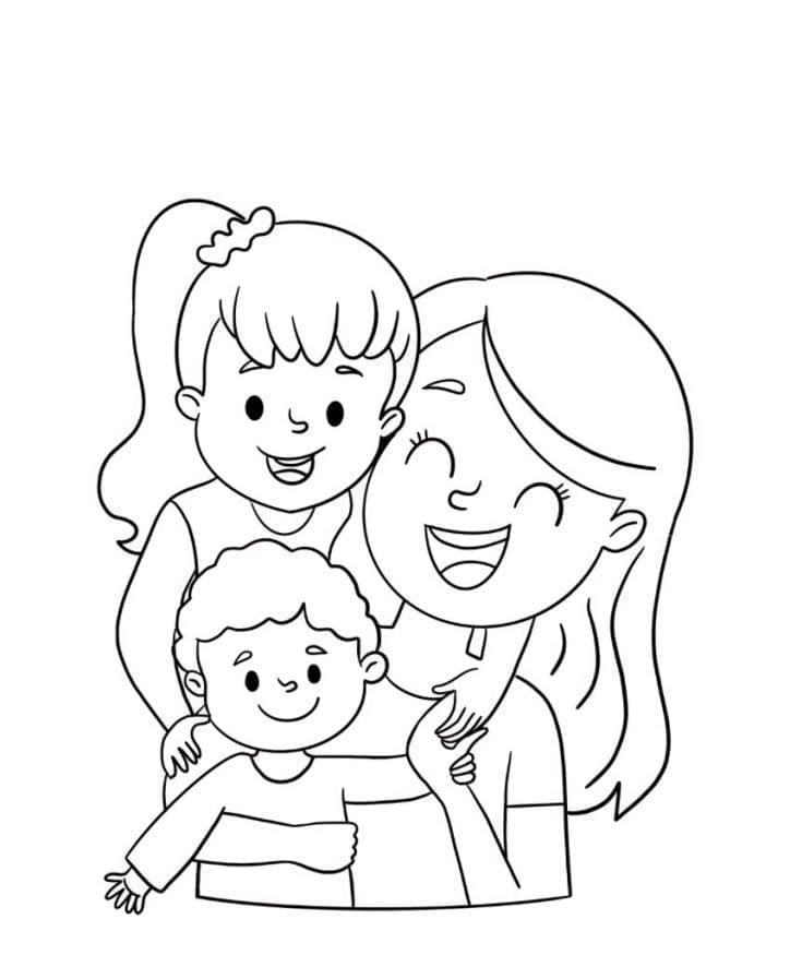 Mère et Enfants coloring page