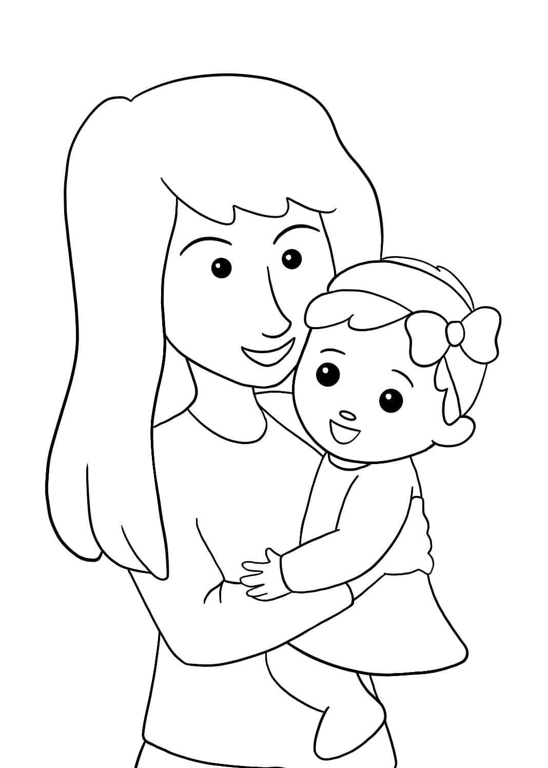 Mère et fille coloring page