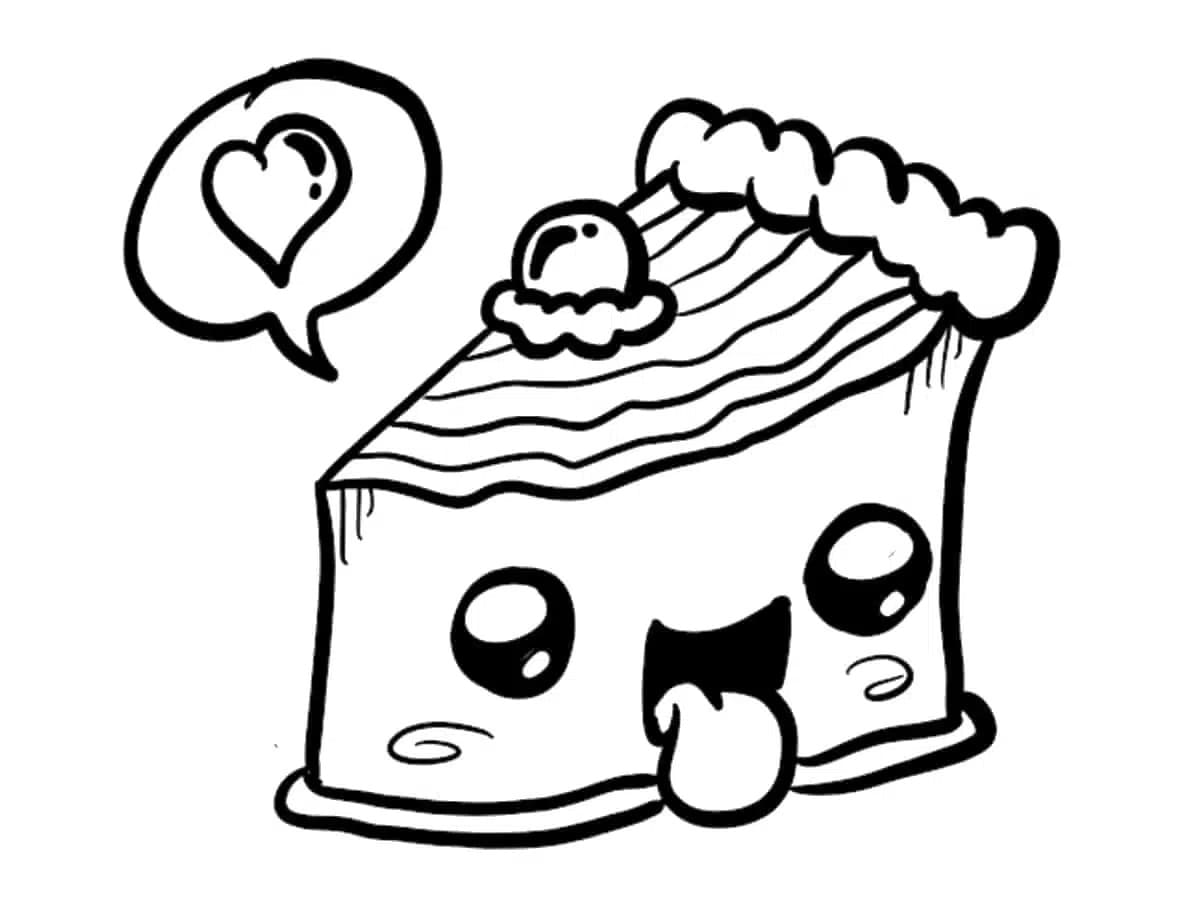 Morceau de Gâteau Kawaii coloring page