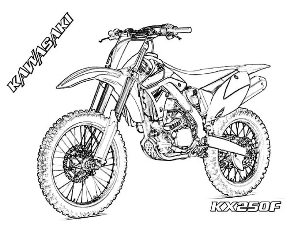 Coloriage Motocross Kawasaki KX250F