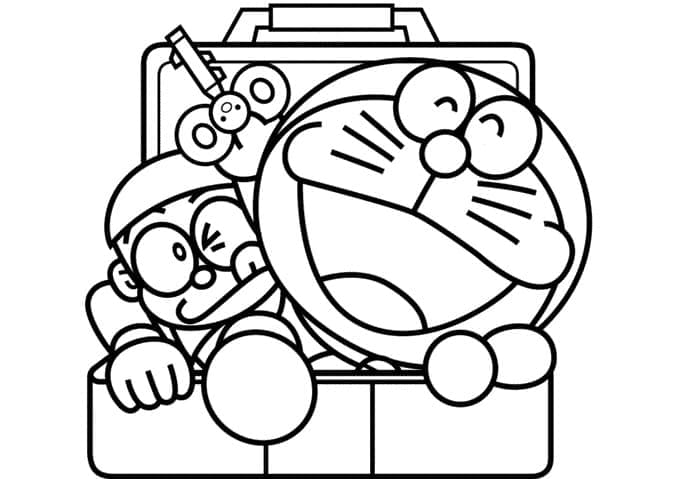 Coloriage Nobita avec Doraemon