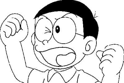 Coloriage Nobita en Colère