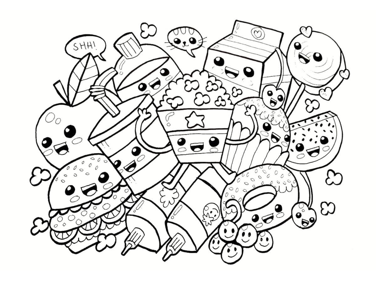 Nourriture Kawaii Imprimable coloring page
