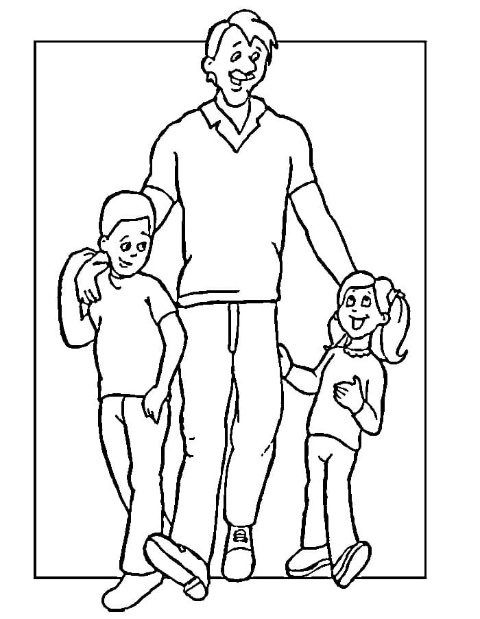 Papa et Enfants coloring page