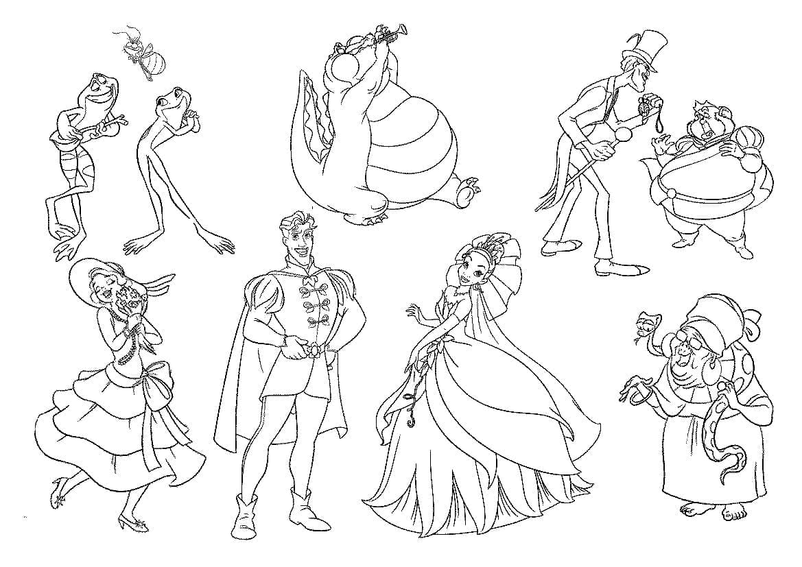 Coloriage Personnages de La Princesse et la Grenouille