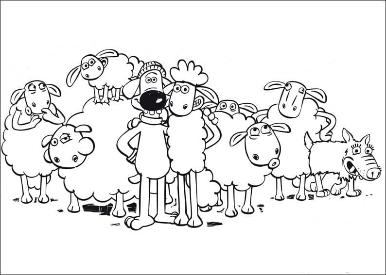 Coloriage Personnages de Shaun le Mouton