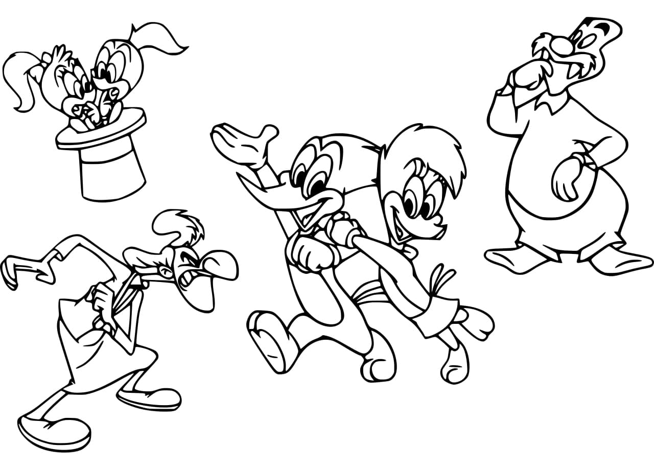 Coloriage Personnages de Woody Woodpecker