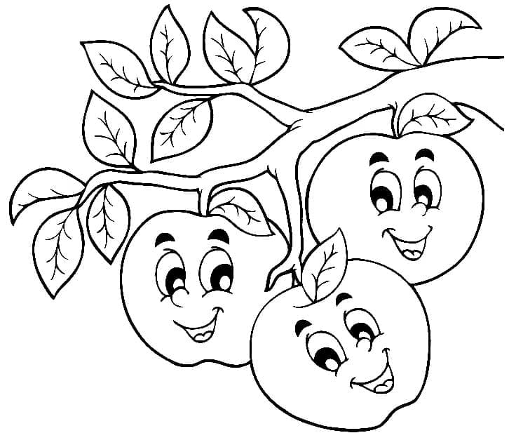 Coloriage Pommes de Dessin Animé