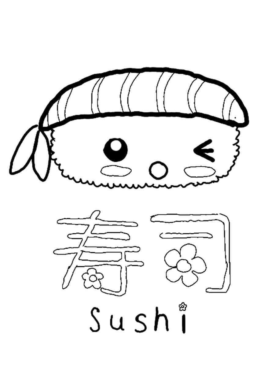 Coloriage Sushi Mignon
