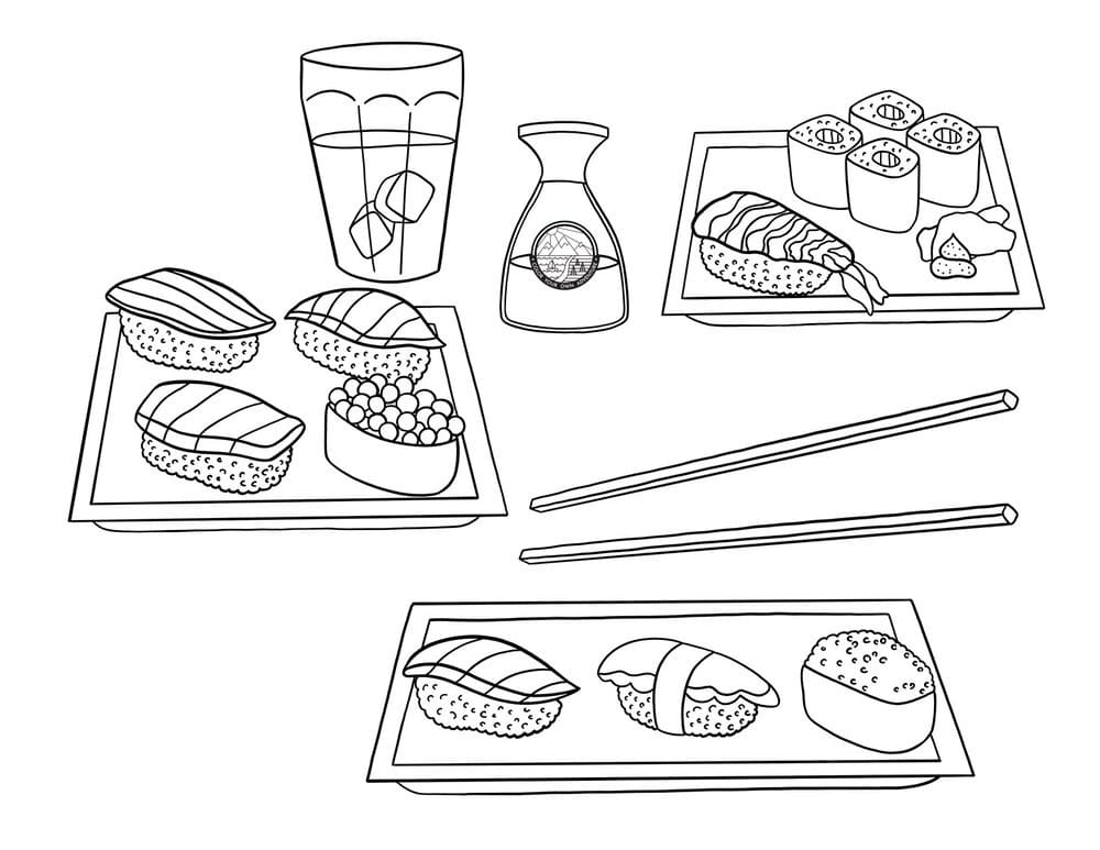 Coloriage Sushis au Japon