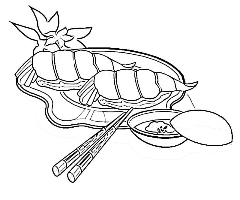 Sushis Aux Crevettes coloring page