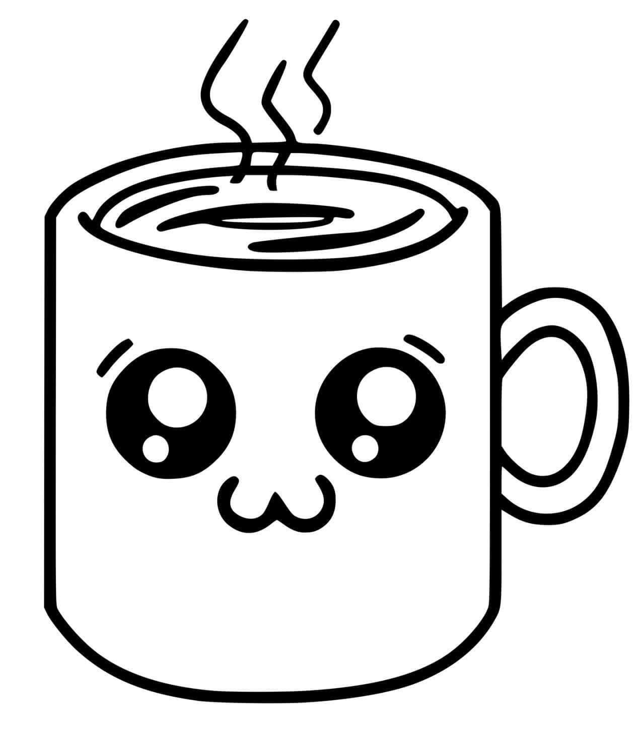Tasse à Café Kawaii coloring page
