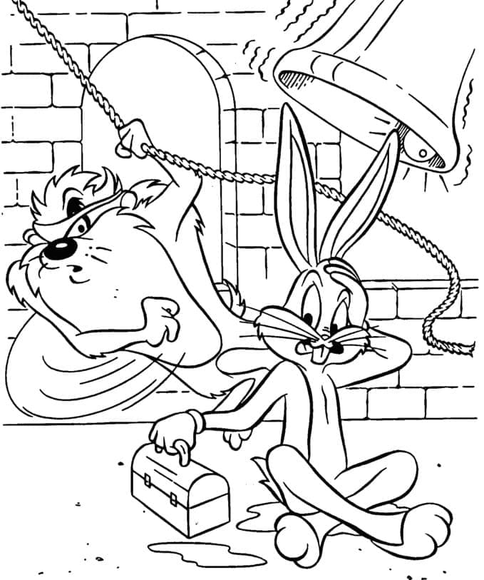 Coloriage Taz et Bugs Bunny