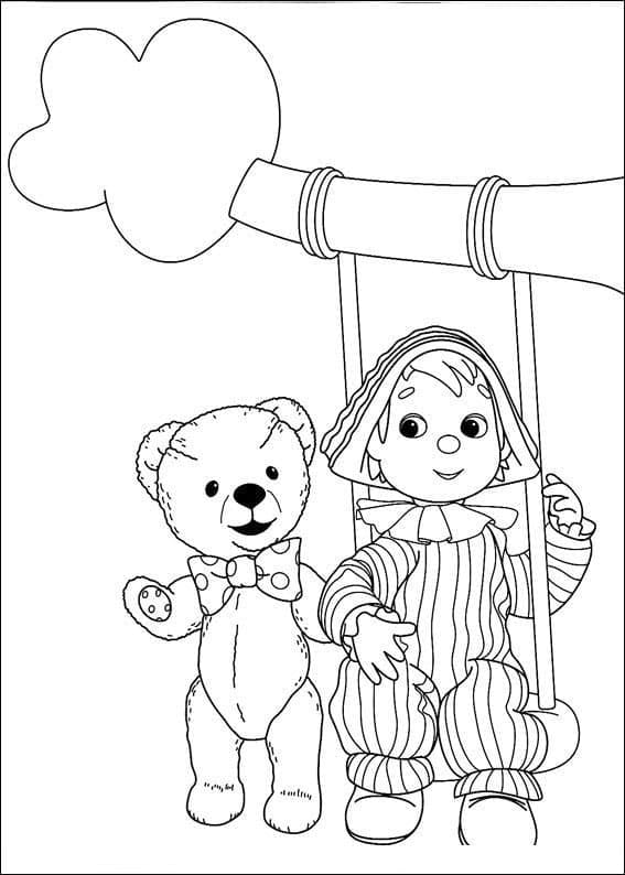 Teddy et Andy Pandy coloring page