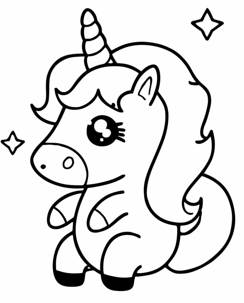 Une Licorne Kawaii coloring page
