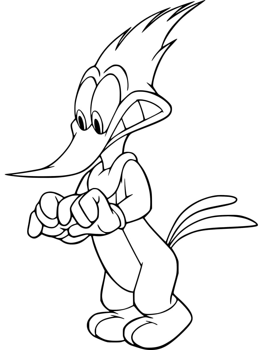 Woody Woodpecker Effrayé coloring page