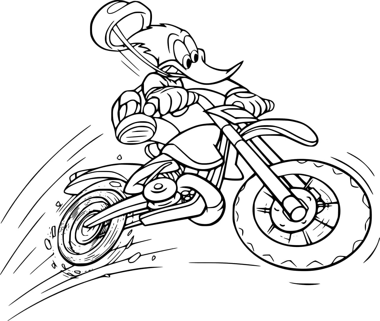 Woody Woodpecker en Moto coloring page