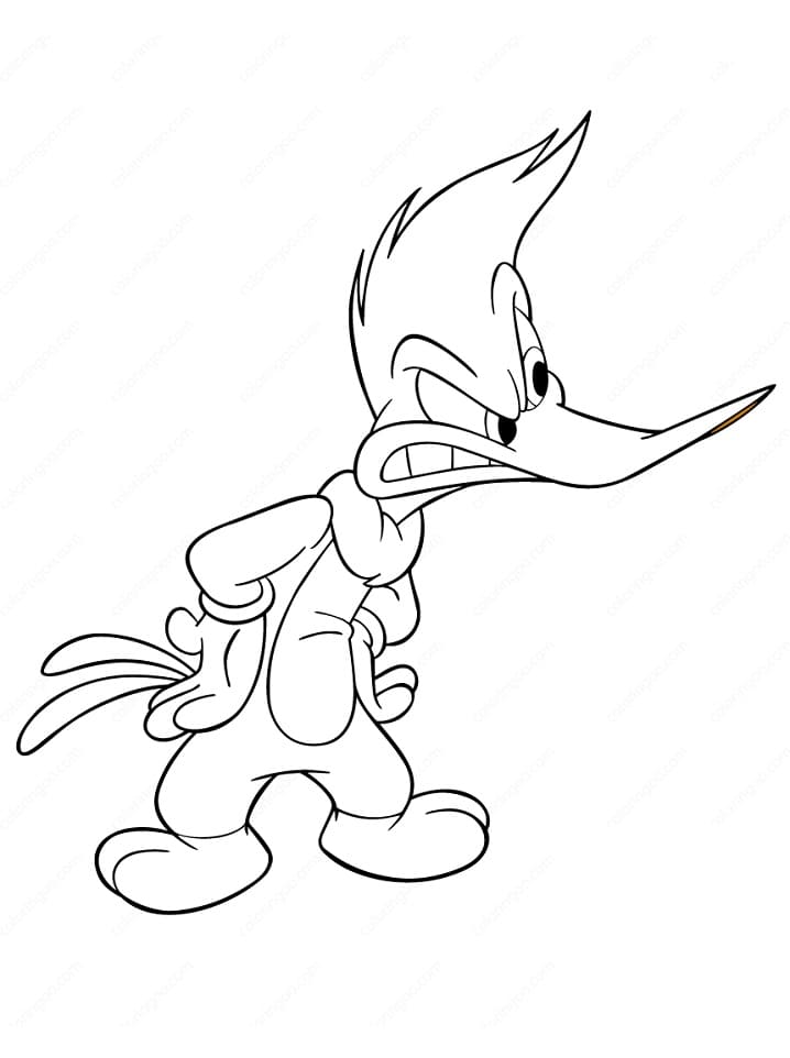 Coloriage Woody Woodpecker Grincheux