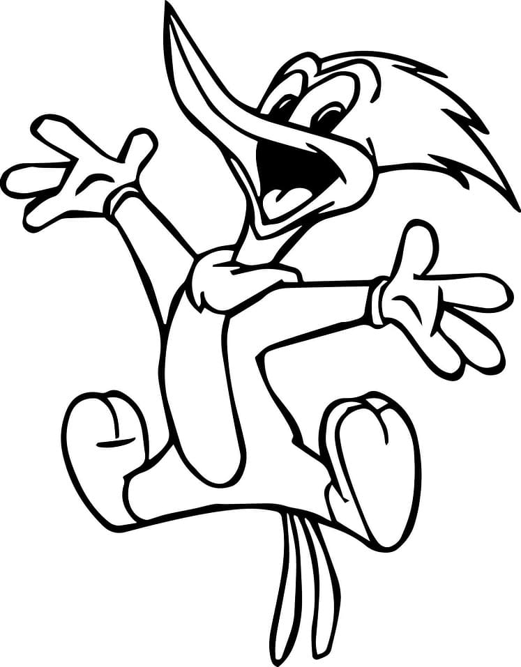 Woody Woodpecker Heureux coloring page