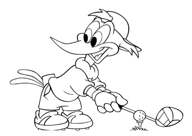 Woody Woodpecker Joue au Golf coloring page