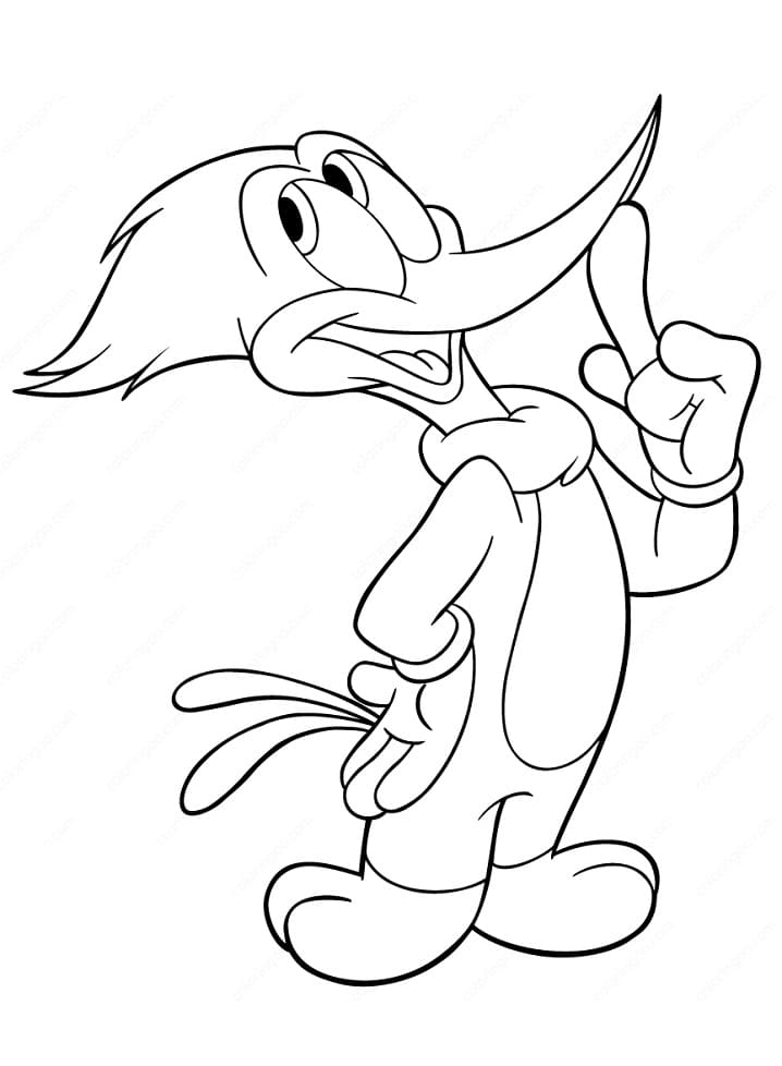 Woody Woodpecker Réfléchit coloring page