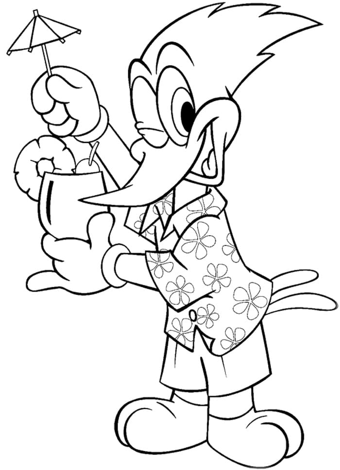 Coloriage Woody Woodpecker Relaxant