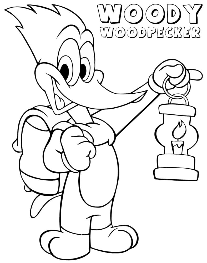 Coloriage Woody Woodpecker va Camper
