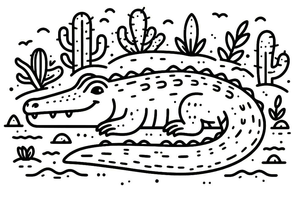 Coloriage Alligator dans le Désert