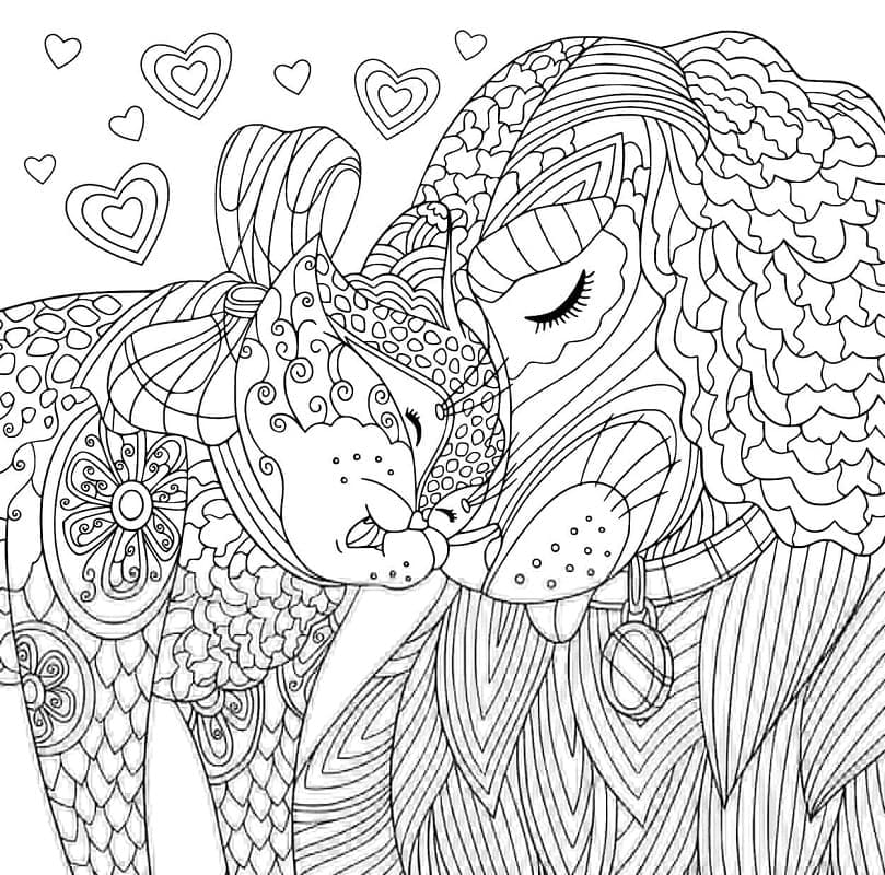 Anti-Stress Chien et Chat coloring page