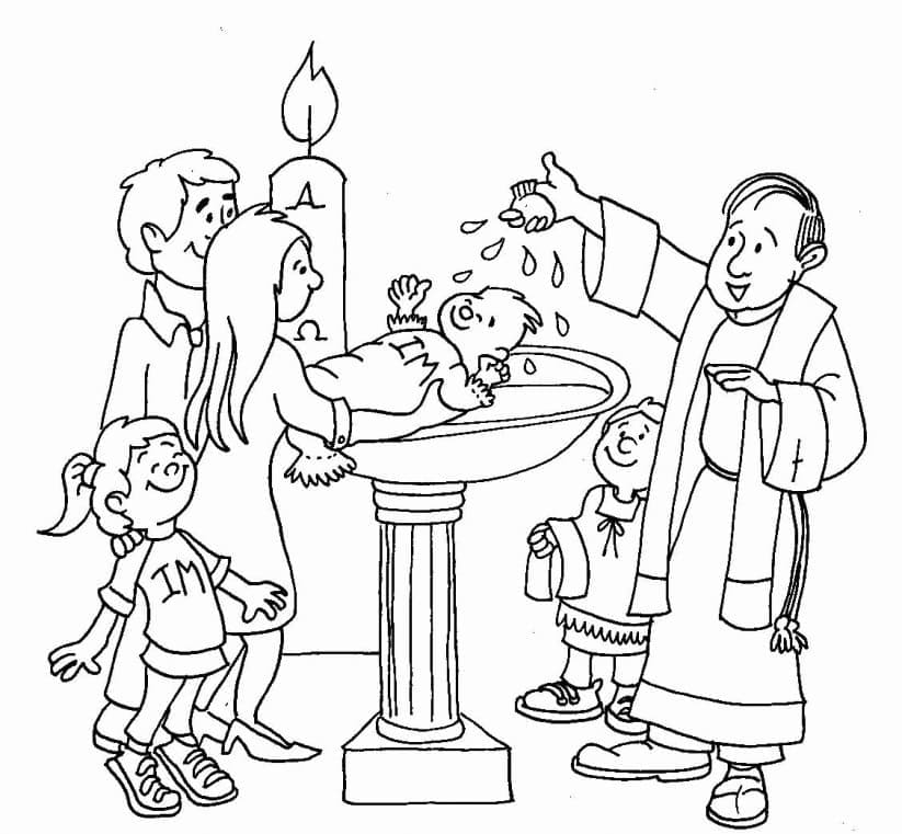 Coloriage Baptême de Bébé