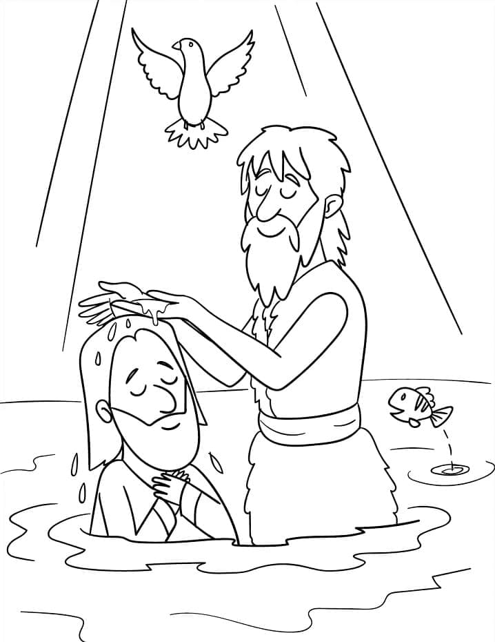 Coloriage Baptême de Jésus-Christ Imprimable