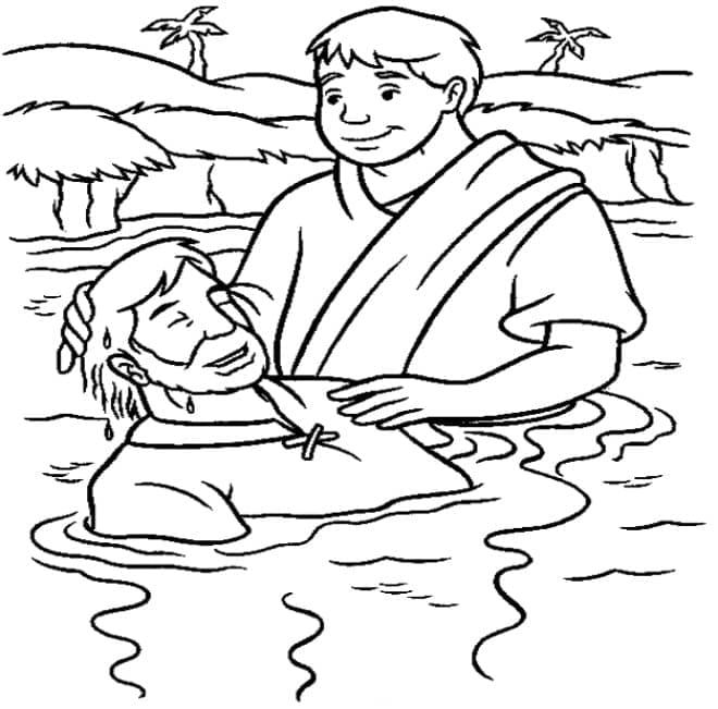 Coloriage Baptême de Jésus Imprimable