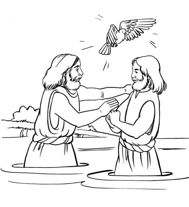 Coloriage Baptême du Christ