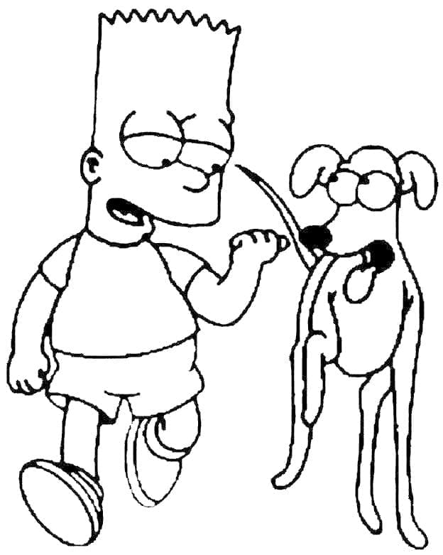 Coloriage Bart Simpson et Son Chien