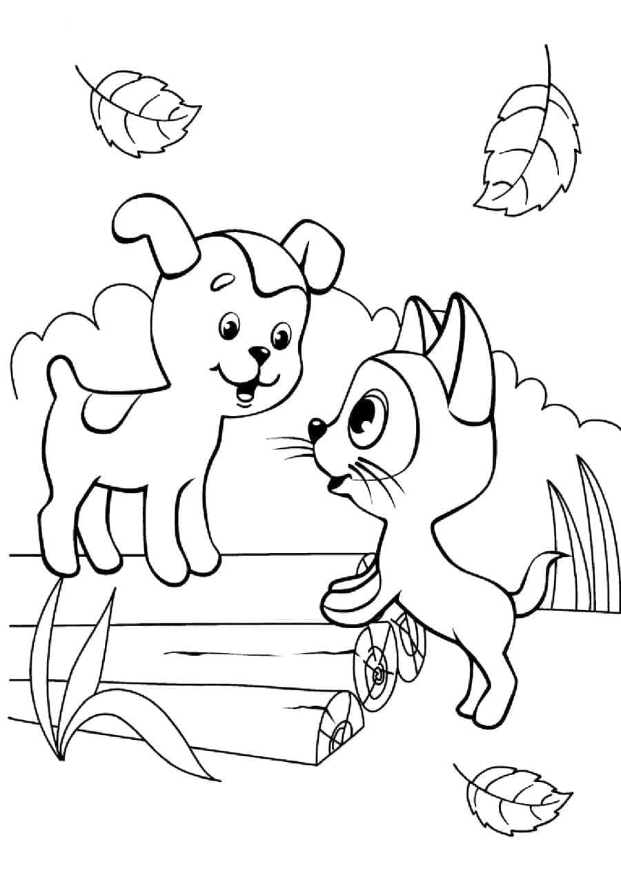 Bébé Chien et Chat coloring page