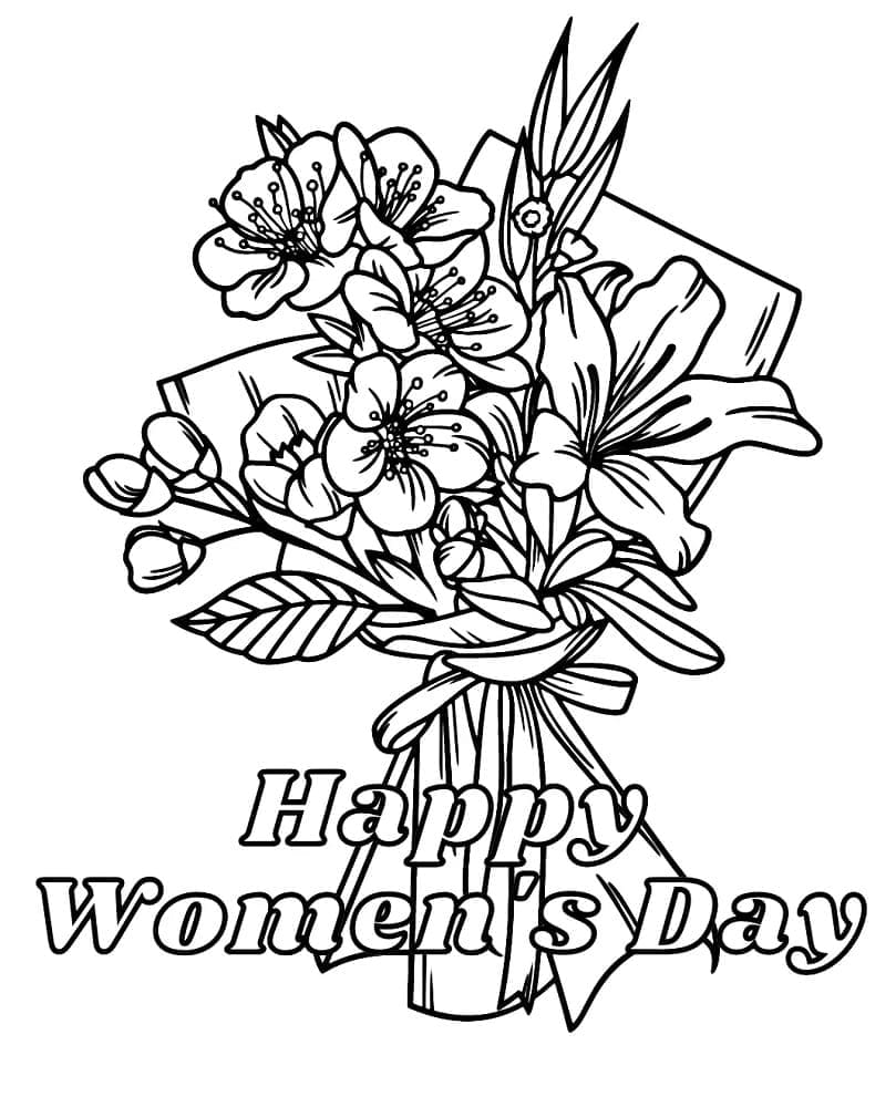 Coloriage Bouquet de fleurs pour la journée de la femme