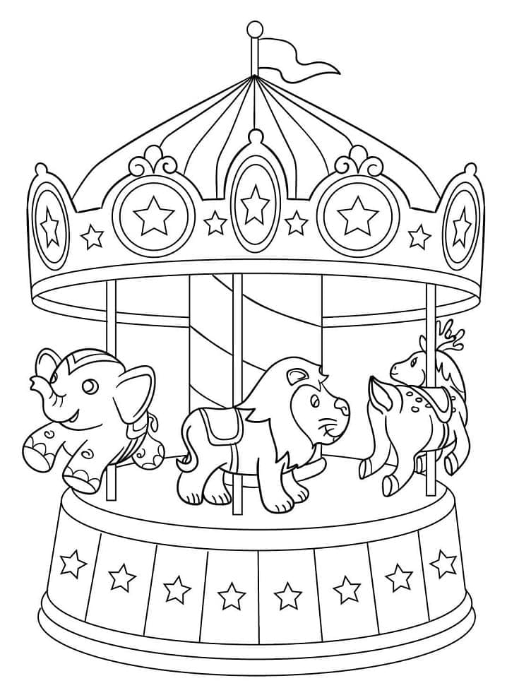 Carrousel de parc d’attractions coloring page