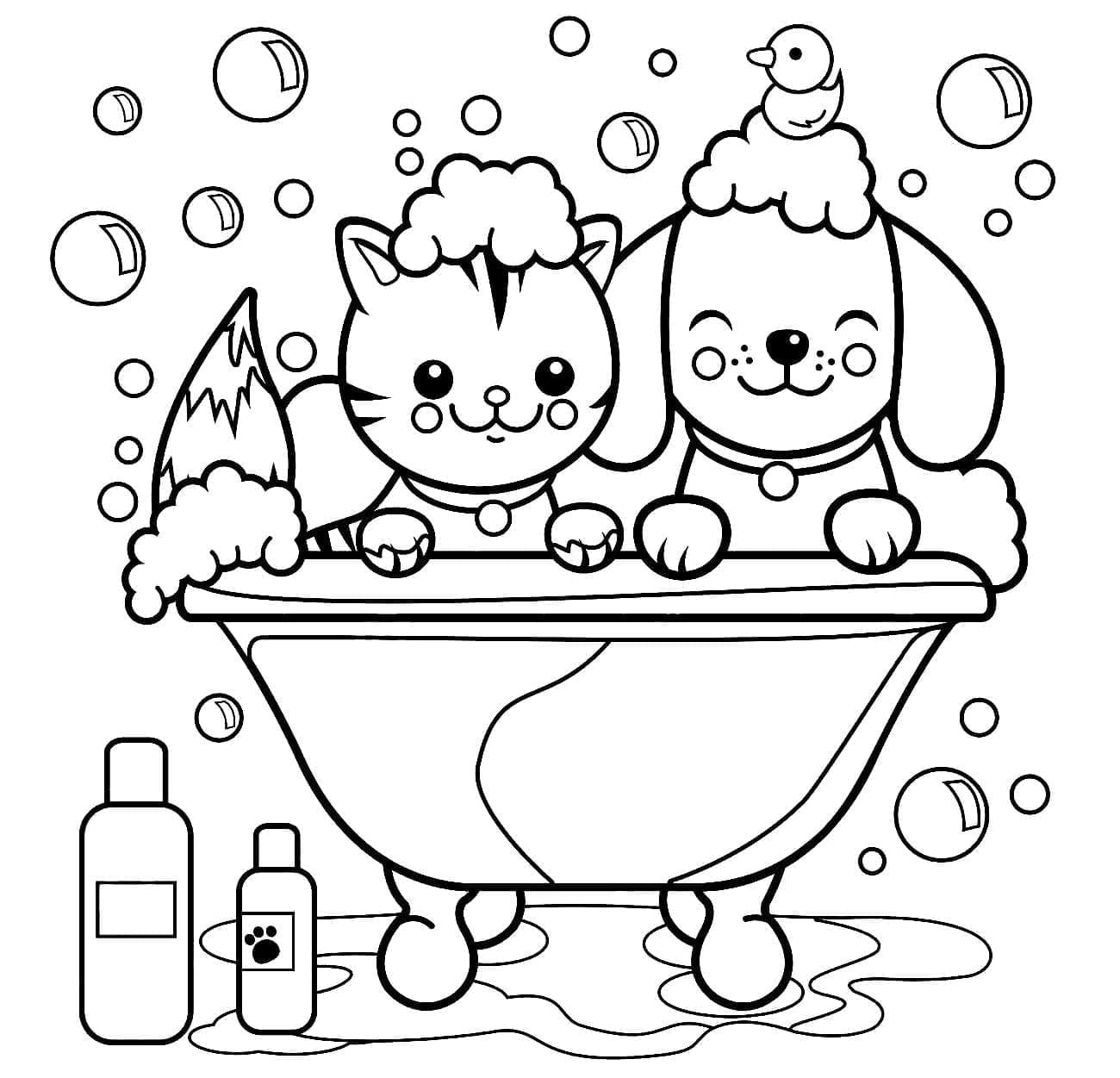 Chien et Chat 6 coloring page