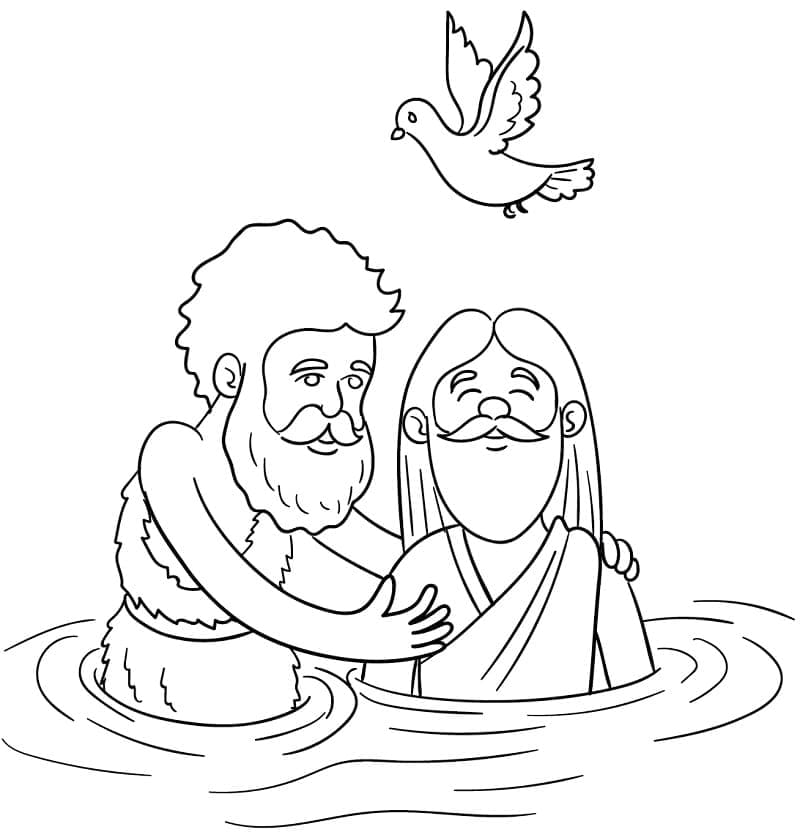 Coloriage Dessin de Baptême du Christ