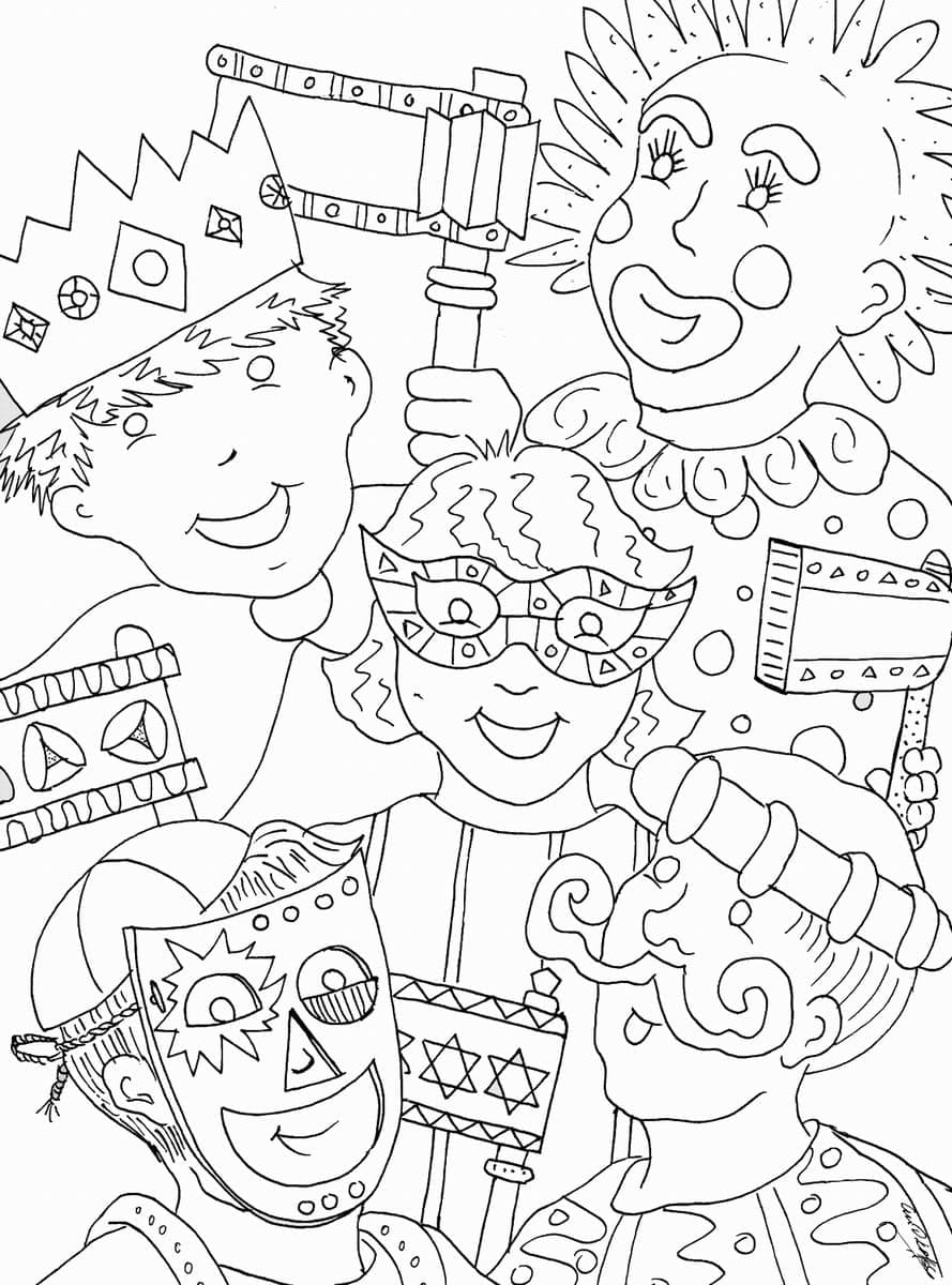Enfants avec Pourim coloring page