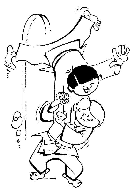 Enfants et le Judo coloring page