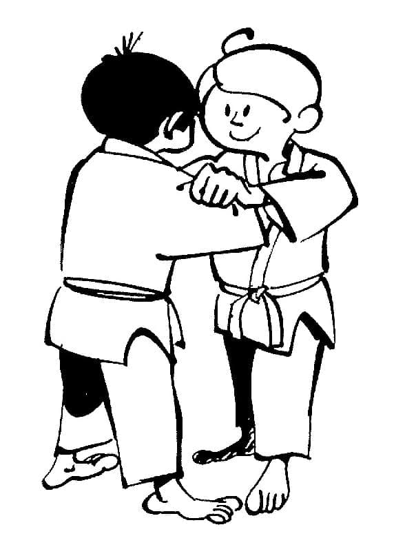 Enfants Pratiquent le Judo coloring page